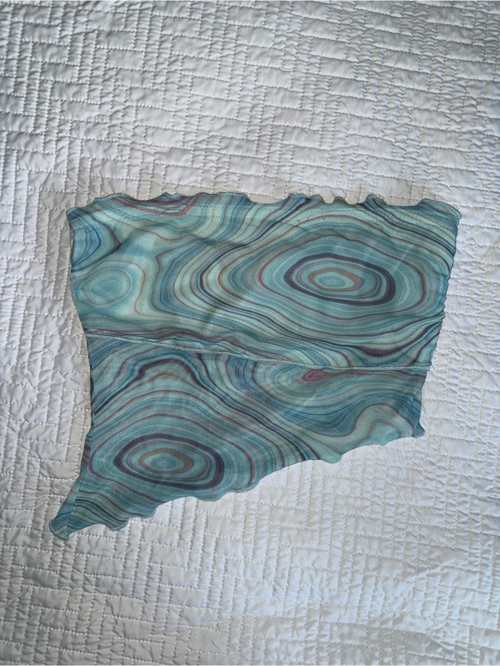 Princess Polly Teal & Aqua Swirl Crop Top